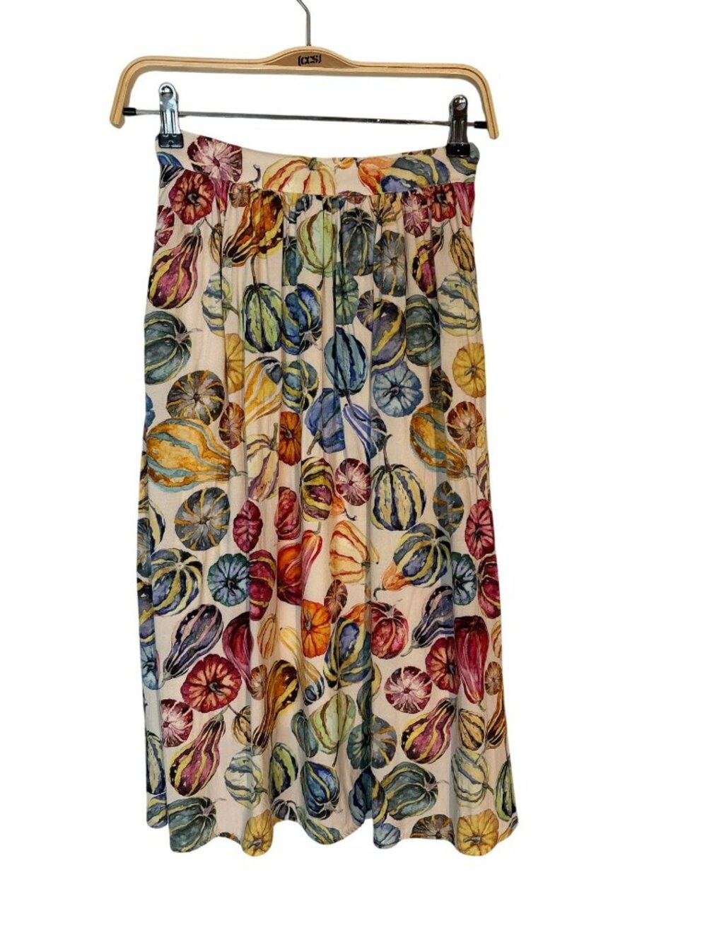 ModCloth Match Made Gourd Pumpkin Print Midi Skirt Size XS